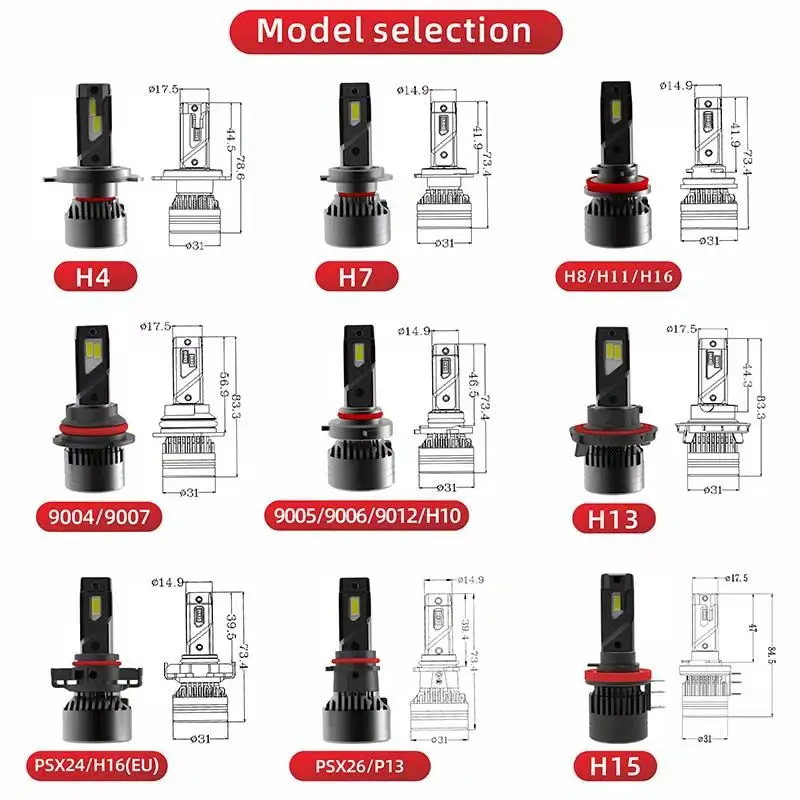 F3 H7 H4 Auto LED Headlight Lamps 9012 HB3 HB4 9005 H1 H7 H4 90W 20000LM Canbus Car H11 LED Fog lights headlamps