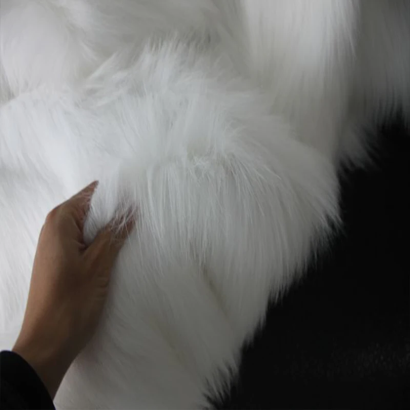 Pure White Rabbit Soft Plush Faux Fur Fabric, Sewing Material, DIY Home Decoration, Chair Blanket, Good, 9cm, 150x50cm, 1Pc