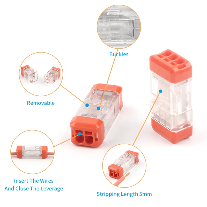 Boxed Butt Type Mini Quick Terminal Blok Universele Compact Bedrading Connectoren Push-In Dirigent Draad Connector 0.08-2.5mm2