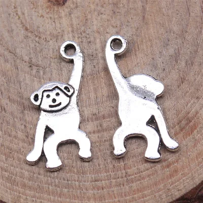 40Pcs 16*8mm Antique Silver Color Cute Monkey Charms For DIY Jewelry Making Animals Bracelet Pendant Accessories Handcraft