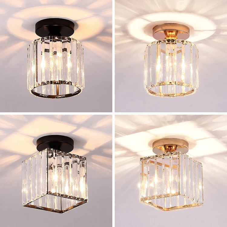 

Led Ceiling Lights Crystal Lampshade Balck Gold Plafonnier Living Room Bedroom Modern Round Square Decorative Ceiling Lamp E27