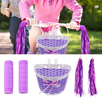 1 Set Bike Front Handlebar Basket + Retro Tassels Streamers For Kids Boys Girls Bicycles Tricycles Scooters Bike Handlebar Cover