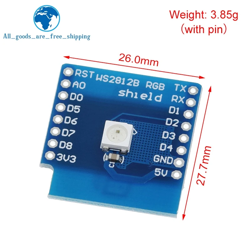 TZT   WS2812B RGB SHIELD for WeMos D1 mini