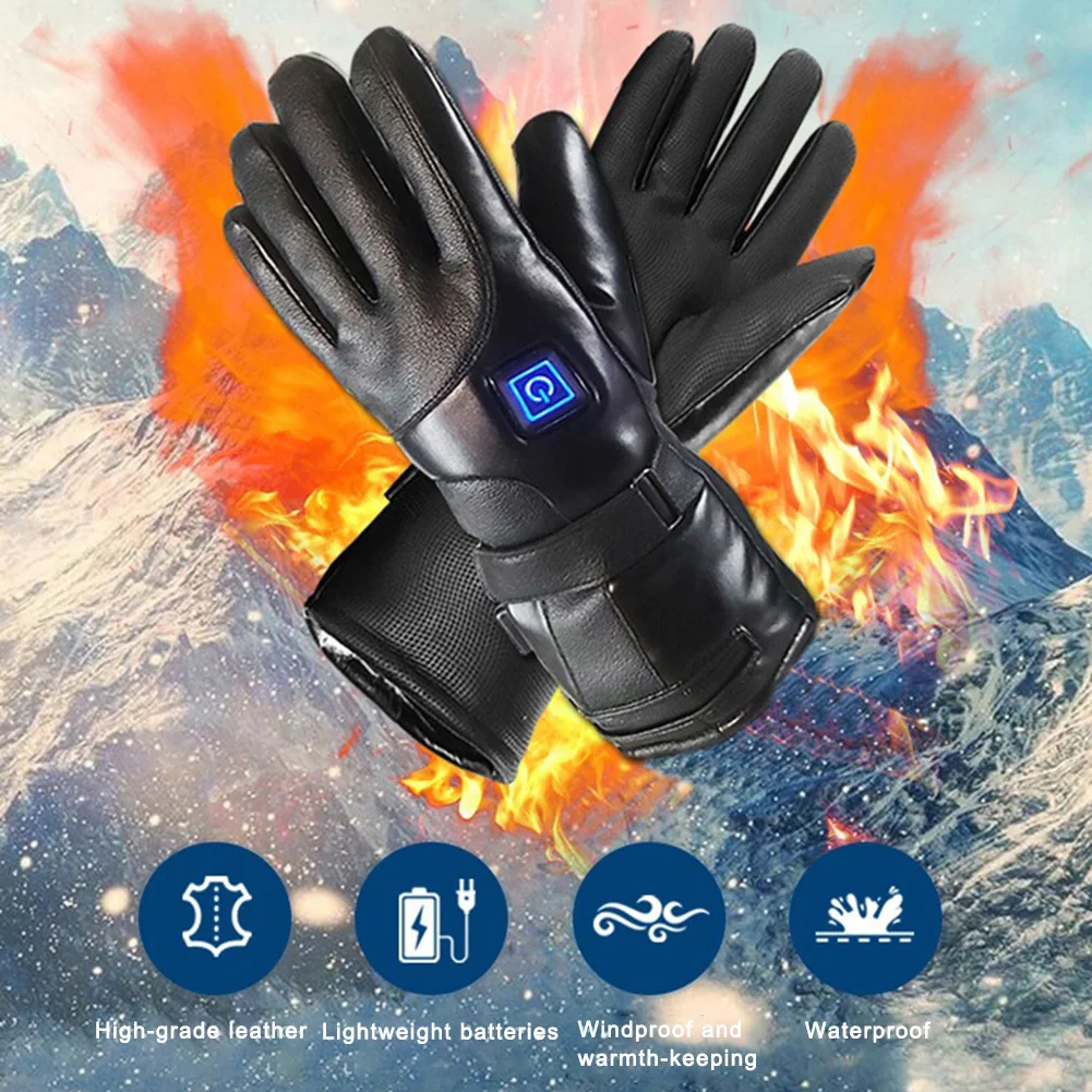 Men Women 7.4V Rechargeable Electric Warm Heated Gloves Battery Powered Heating Gloves Winter Sport Fishing Cold Gloves