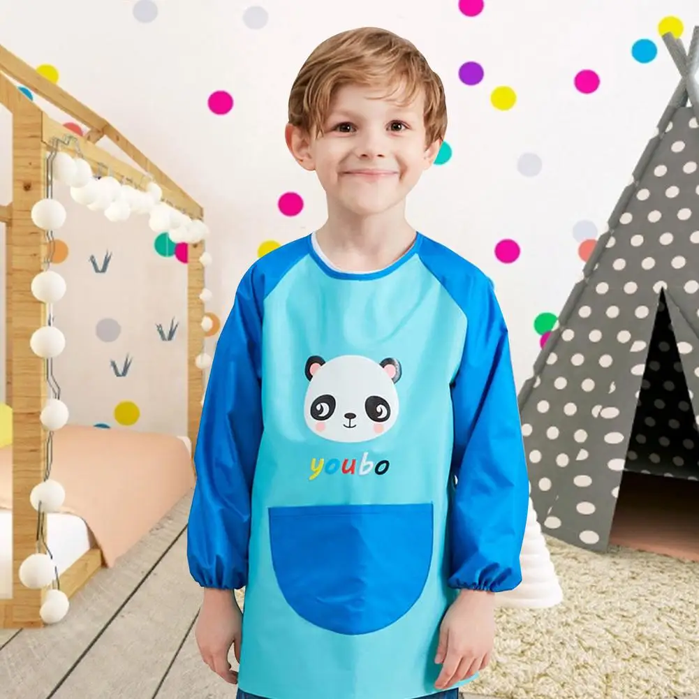 Children Painting Apron Cooking Apron Craft Coat with Big Pockets-Kids Art Smock Children Art Painting Aprons with Long Sleeve