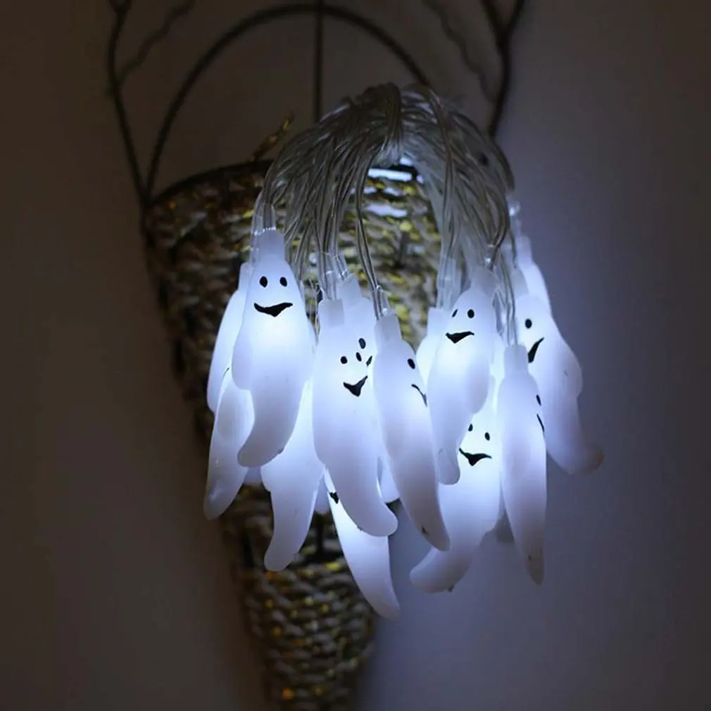 Cadena de luz fantasma pequeña de 1,5 m, caja de batería de 10 lámparas, luz decorativa de la serie de Halloween, accesorios de decoración duraderos