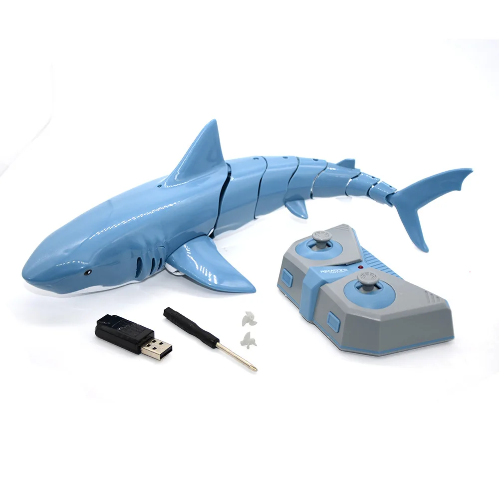 2.4GHz Remote Control Shark Boat USB Rechargeable Toy Shark Boat 4 CH Use Time 20 Minutes  Radio Remote Control Shark