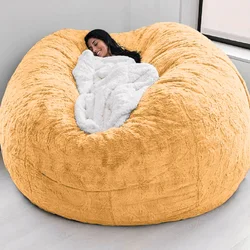 Living Room Furniture Yellow Fur Giant Bean Bag Chair Cover Without Filler For Bedroom Relax Lazy Sofa Cover 25999121