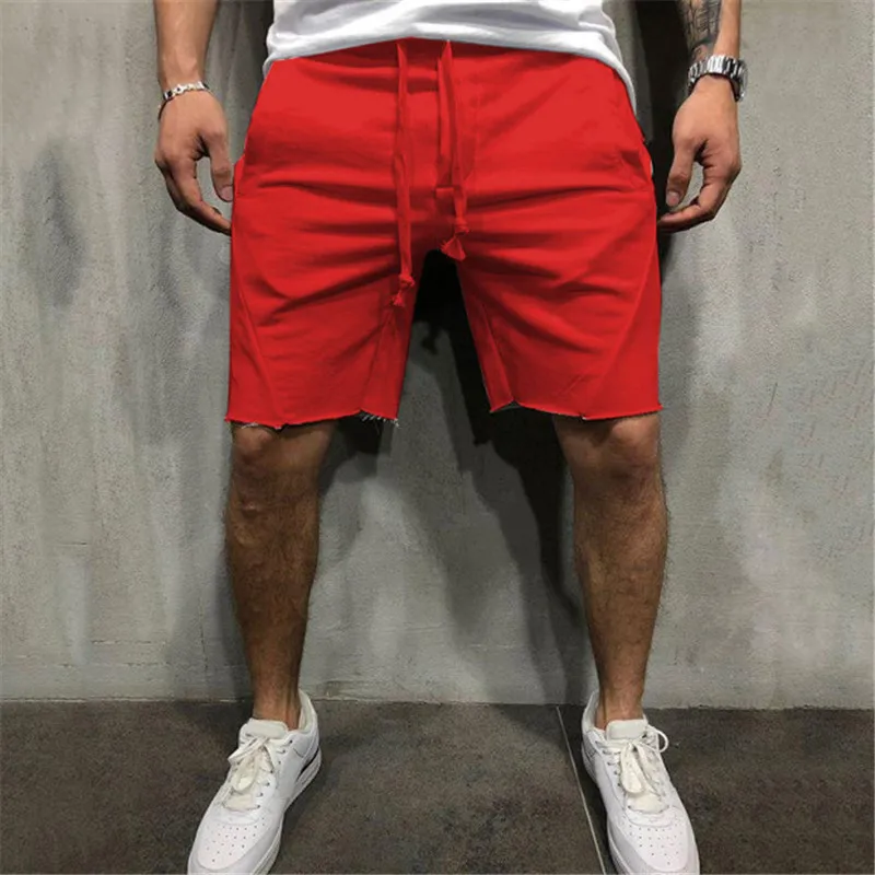 Pantaloncini da uomo pantaloni corti strappati tinta unita stile selvaggio pantaloncini da allenamento Jogger uomo