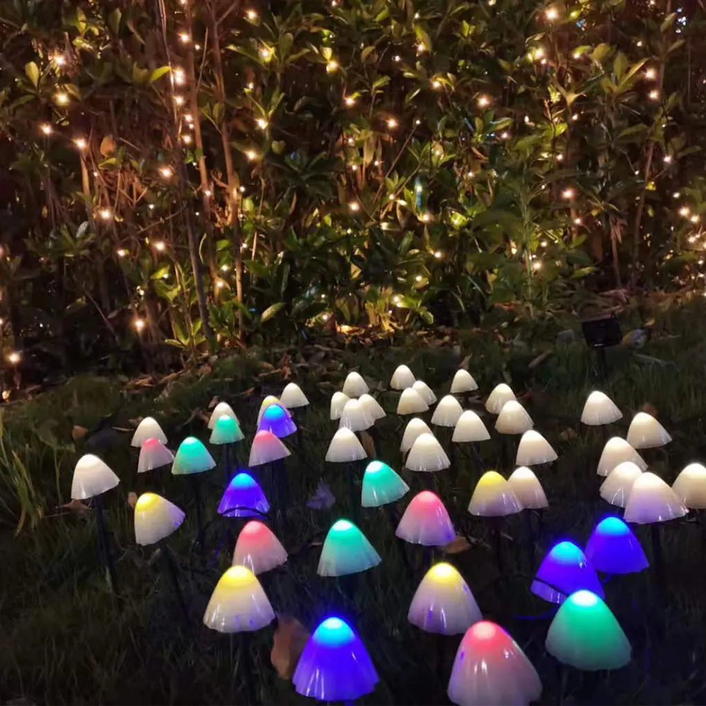 หลายสี IP66กันน้ำ Solar LED Light เห็ดสวนตกแต่งสวน Garland เฟอร์นิเจอร์พลังงานแสงอาทิตย์ไฟ Fairy