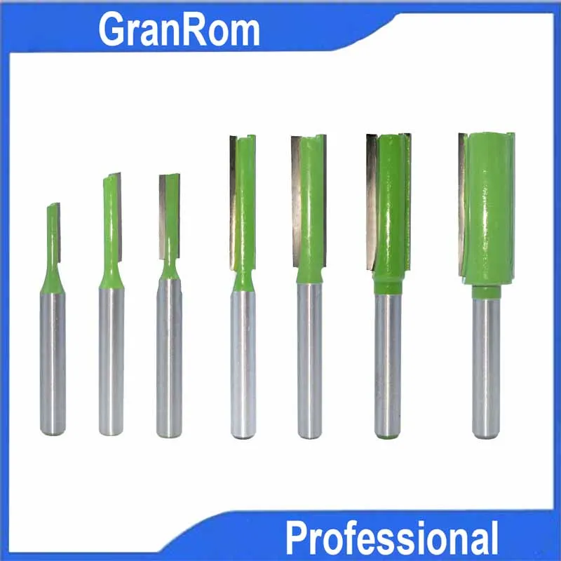 Woodworking Cutter 7pcs Set 6mm Shank Hard Alloy Single-Edged Double-Edged Straight Cutting Tools Trimming Machine Cutter Head