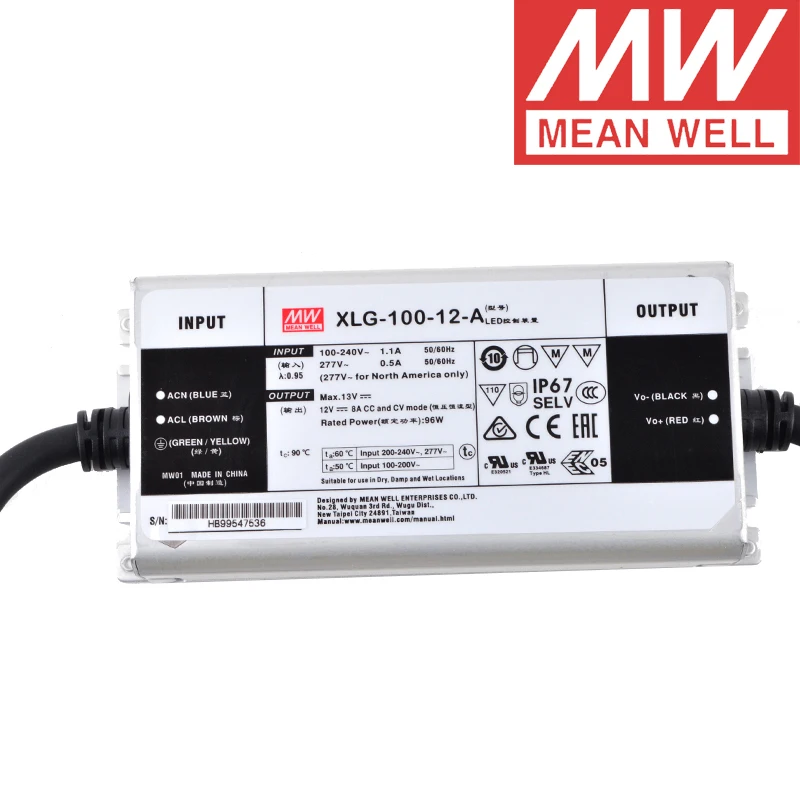 Mean Well XLG-100-12-A IP67 Metal Case Street/Skyscraper/Floodlight lighting meanwell 4-8A/8.4-12V/96W LED Driver