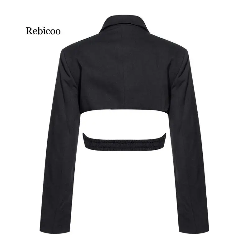 Patchworkowy w stylu Casual kobiety Blazer ząbkowany z długim rękawem wysokiej talii bez talii nieregularne garnitury kobieta modna odzież nowy