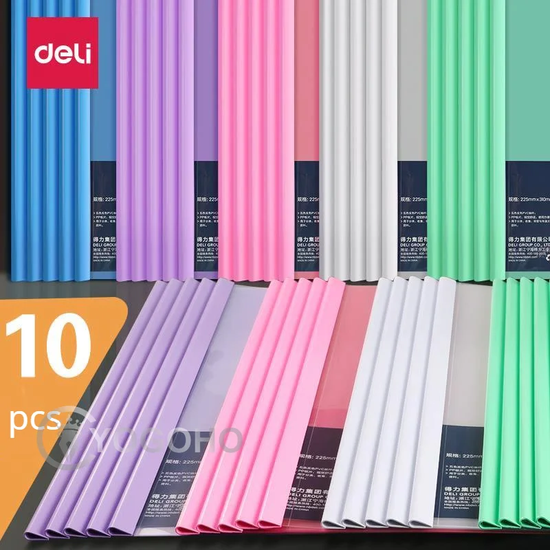 Deli 10pcs/lot Strong thicken Transparent File Folder A4 document File Clip data holder clip school office organizer Supplies