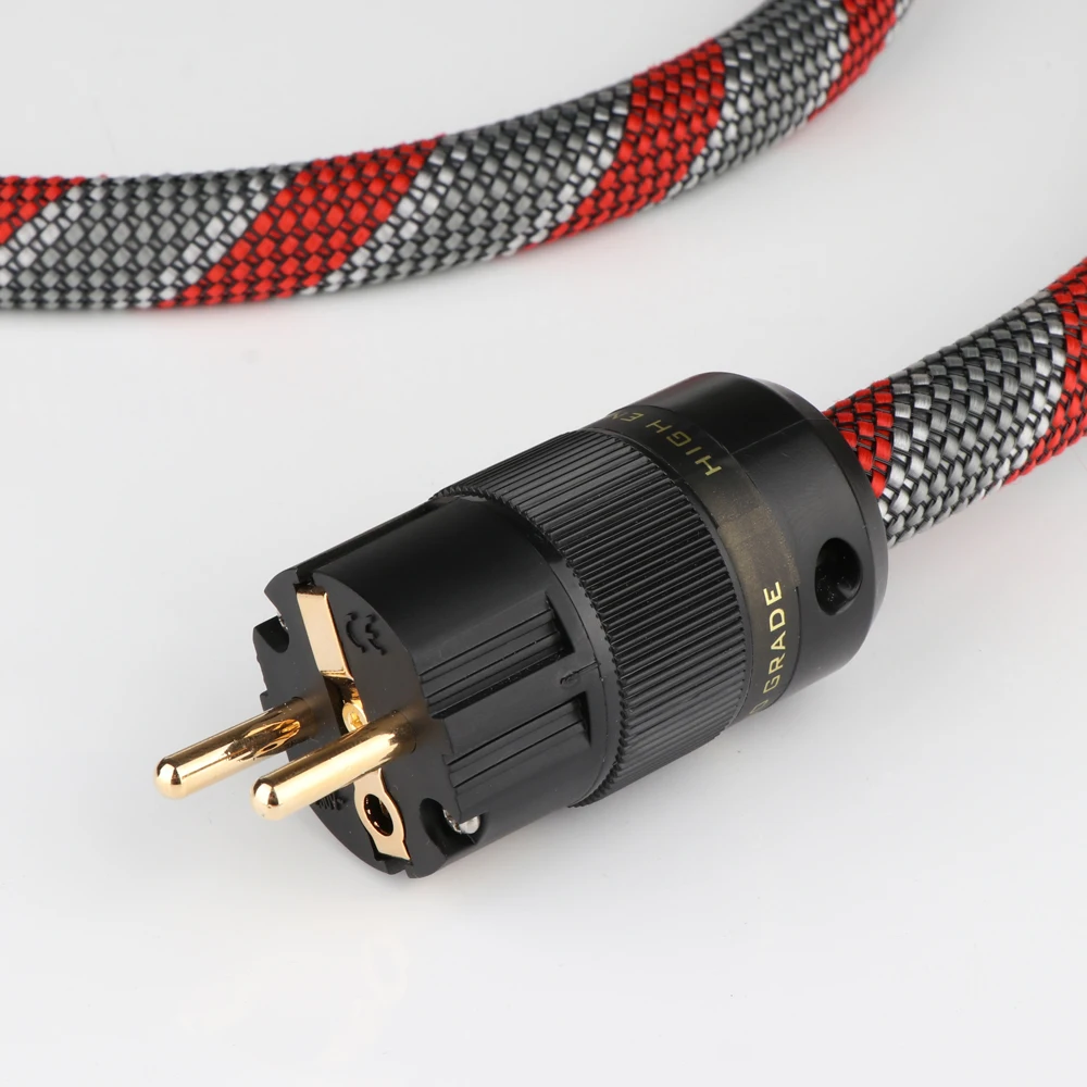 كابل طاقة HI End سلك طاقة الاتحاد الأوروبي مع قابس أوروبي مطلي بالذهب لمكبر الصوت ومشغل HIFI Audiophile خط طاقة التيار المتردد الأوروبي