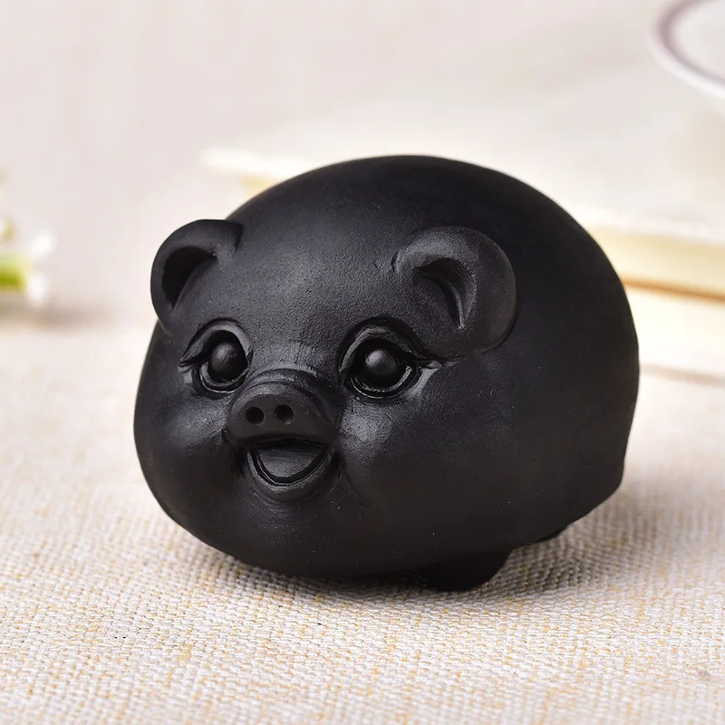 

Natural Obsidian Quartz Pig Figurine Hand Carved Animal Ornaments Crystal Polished Healing Stones Home Decoration Christmas Gift