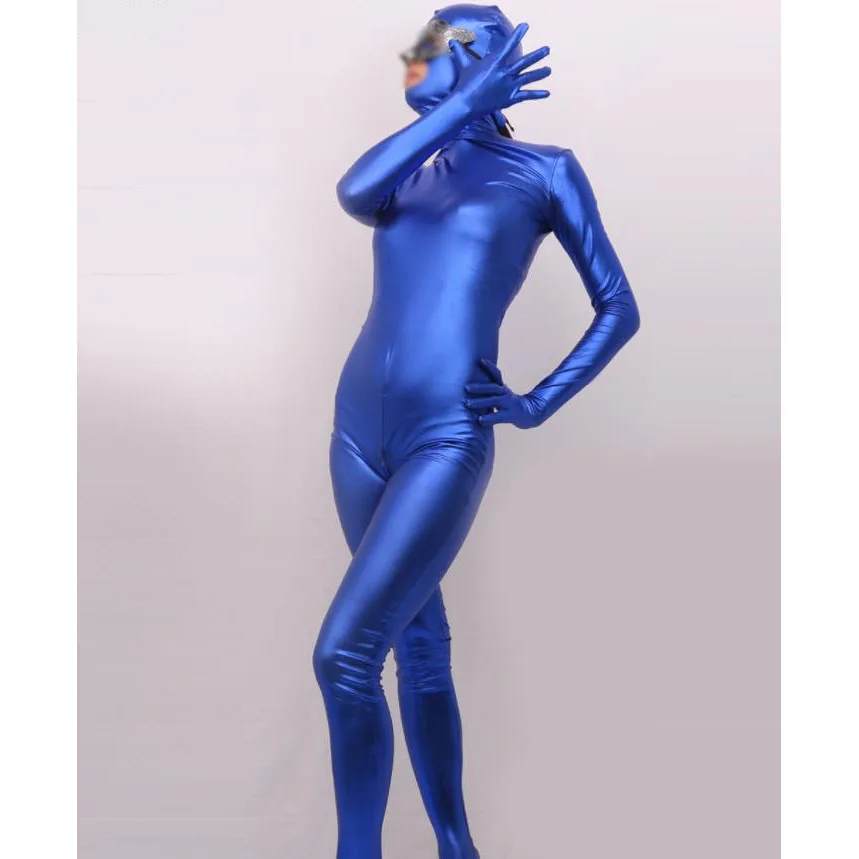 Plus Size PU Leather Stage Showing One Piece Tights Dance Performance Cosplay Full Coat Zentai Catsuit Bodycon Rompers Jumpsuit