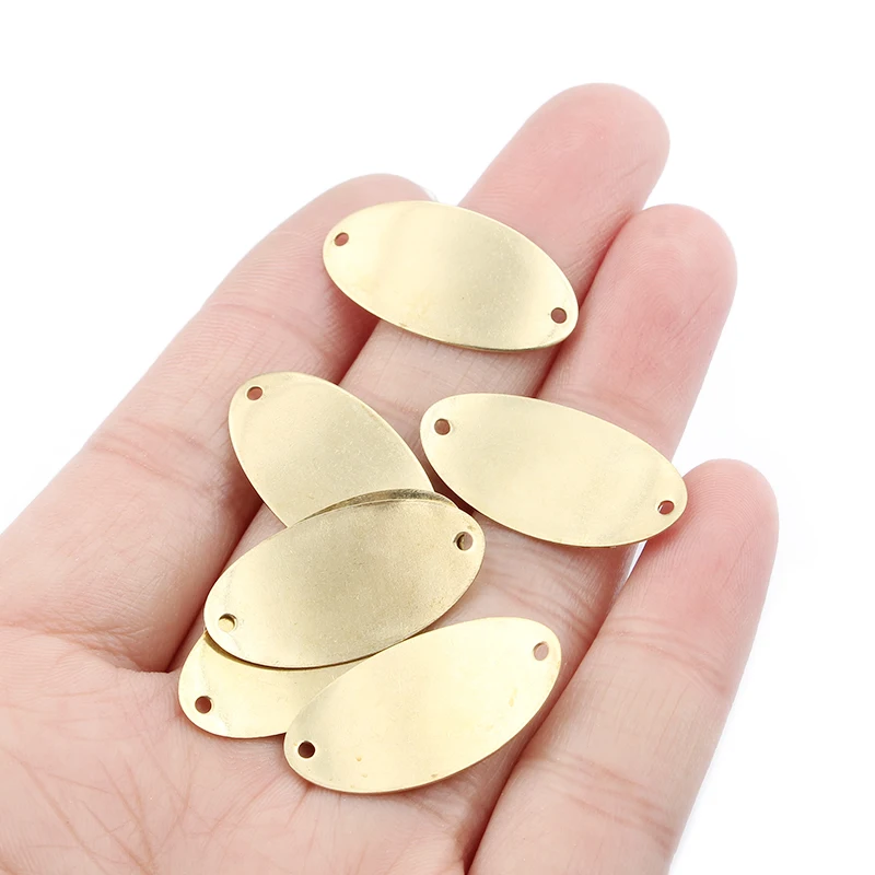 20 قطعة من موصلات سوار السحر البيضاوي من النحاس الخام مع فتحتين لصنع نتائج المجوهرات المصنوعة يدويًا #5