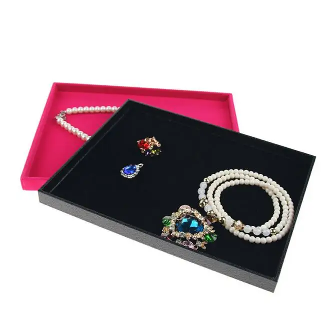 Hot Sale  24.5*19*1.5cm Jewelry Necklace tray Jewelry Organizer Earrings Rings BraceletS Flat Empty Plate Jewelry Display Stand