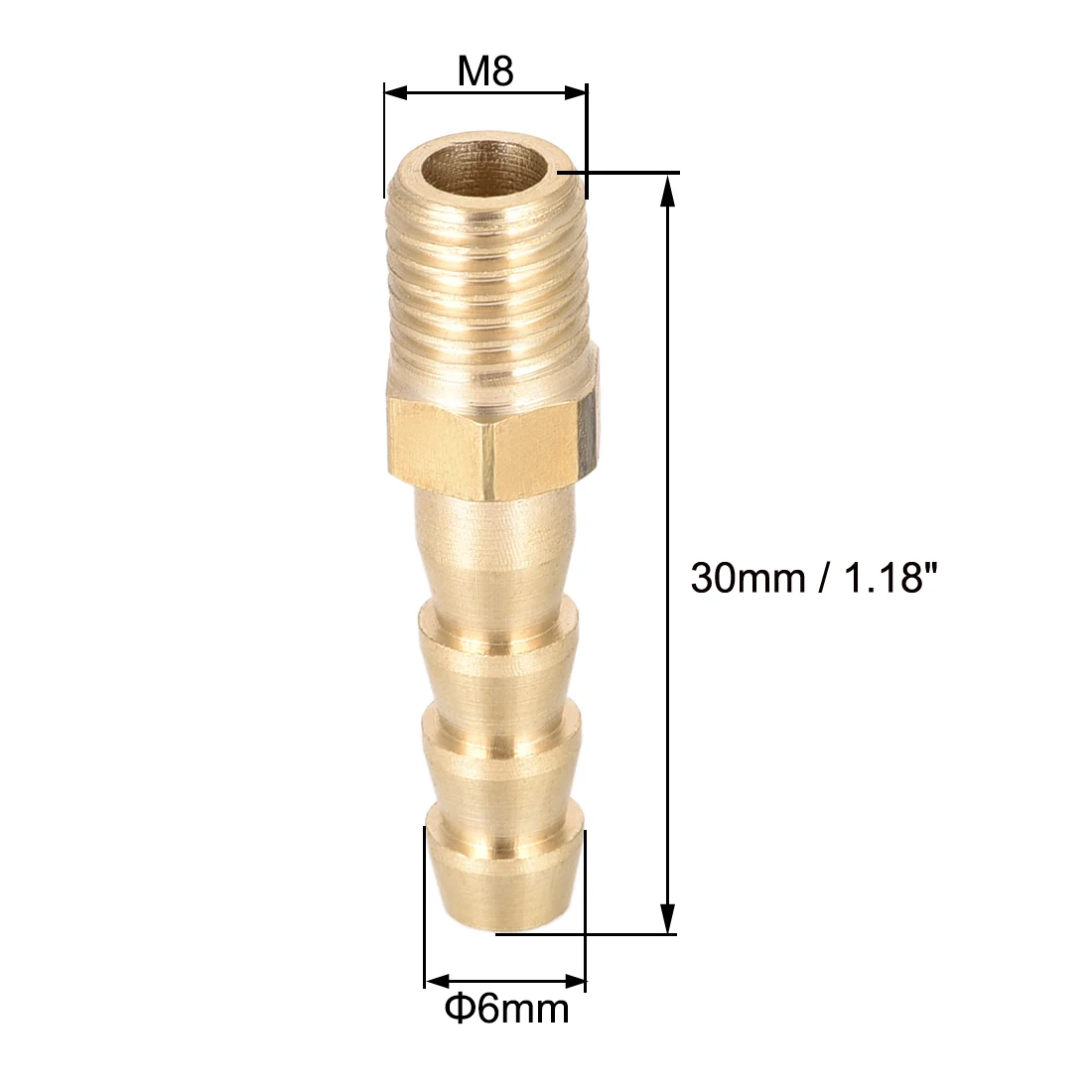 Uxcell 4pcsทองเหลืองFITTING ConnectorเมตริกM8x1 ชายท่อID 6mmเชื่อมต่อสำหรับAir,น้ำ,การใช้Gold Tone