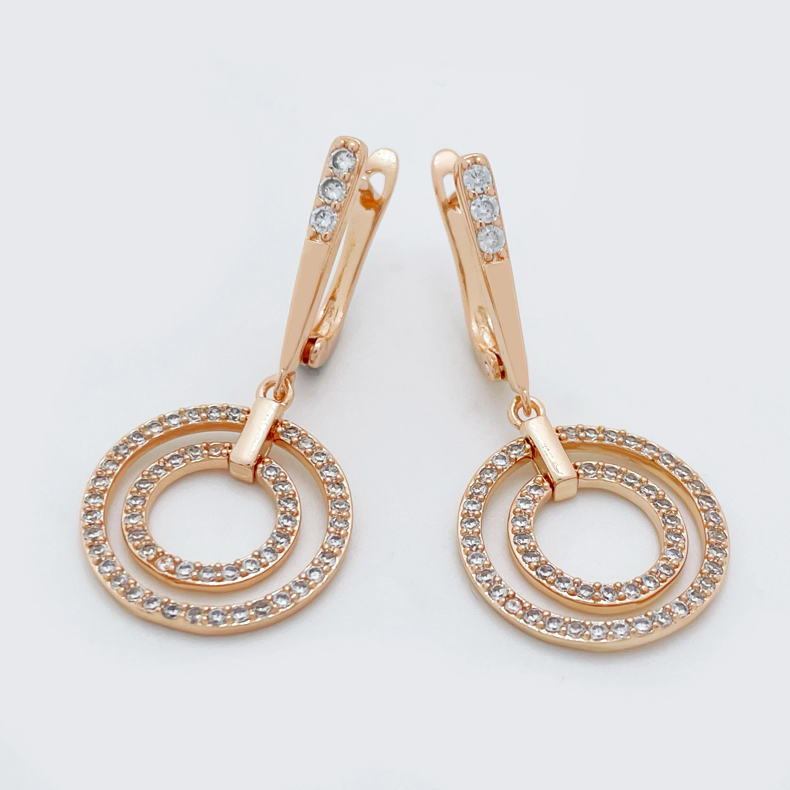 Fashion High-quality Natural Zircon Drop Earrings 585 Rose Gold Micro Wax Inlay Women Exquisite Round Hanging Gift Jewelry