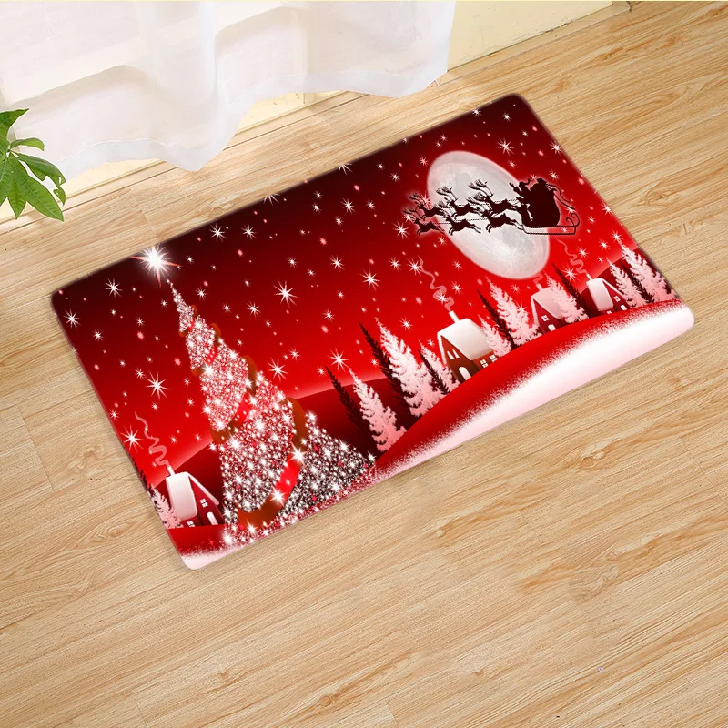 Christmas Bath Mat Kitchen Mat Living Room Balcony Bathroom Printed Carpet Doormat Hallway Bath Mat Toilet Christmas Decorate