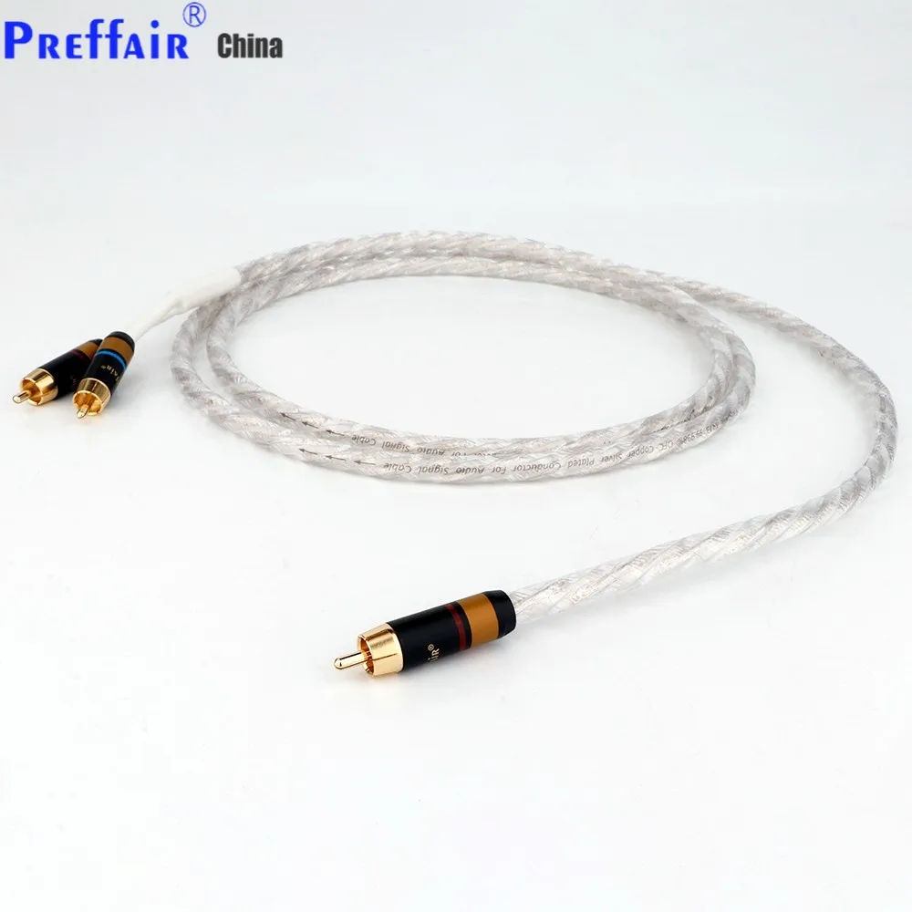 

Preffair 30/0.1 silver-plated HiFi cable audio RCA cable Audio cable RCA to 2 RCA plug