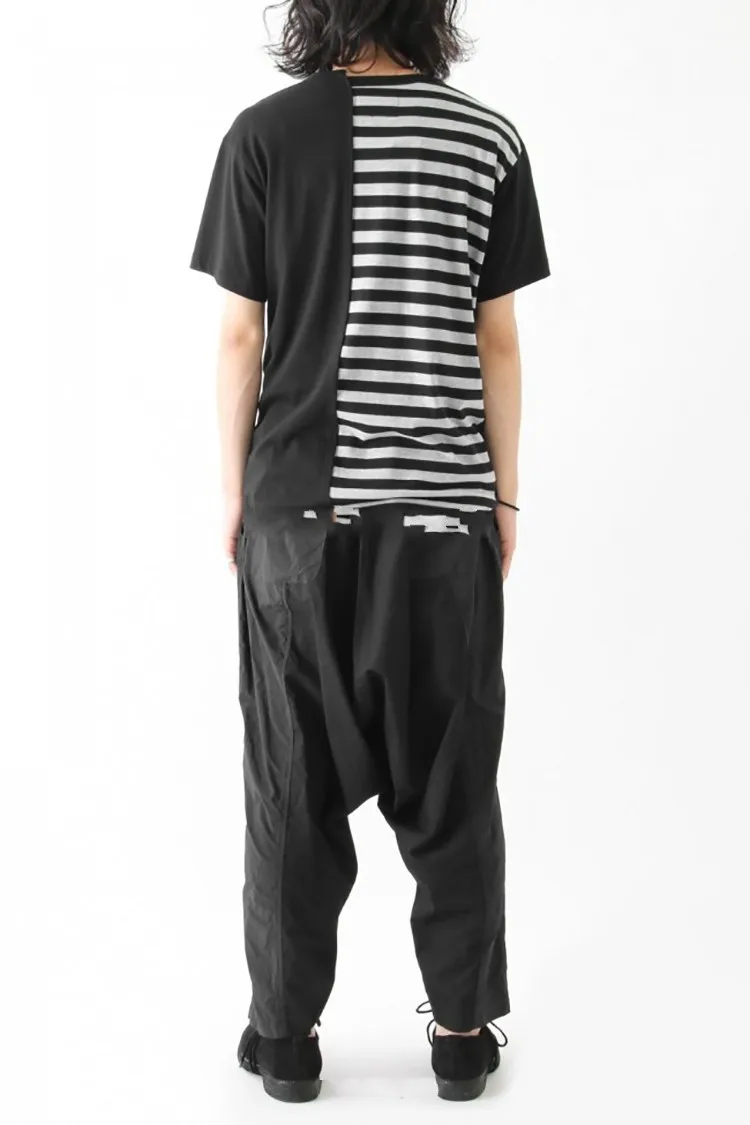 Spring And Summer New Men Retro Drape Loose Harem Pants Casual Harlem Pants Large Solid Color Low-Grade Pants Elastic Waist
