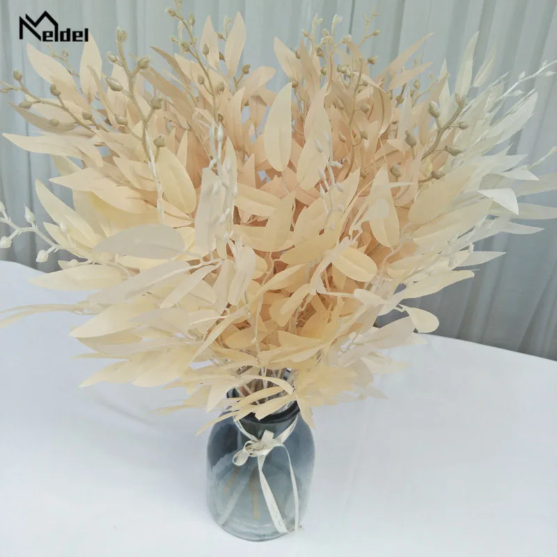 Meldel Hochzeitsstrauß, Dekoration, künstliche weiße Blume, Pflanze, Seidenblume, Heimvase, Dekor, Weidenblatt, grünes Gras, künstliche Blumen – Detail 20