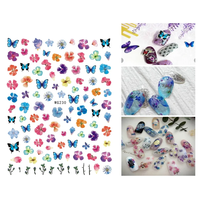 

Spring Style 3D Color Butterfly Pattern Nail Sticker Color Flower Leaf Nail Slider Female Nail Beauty Tool