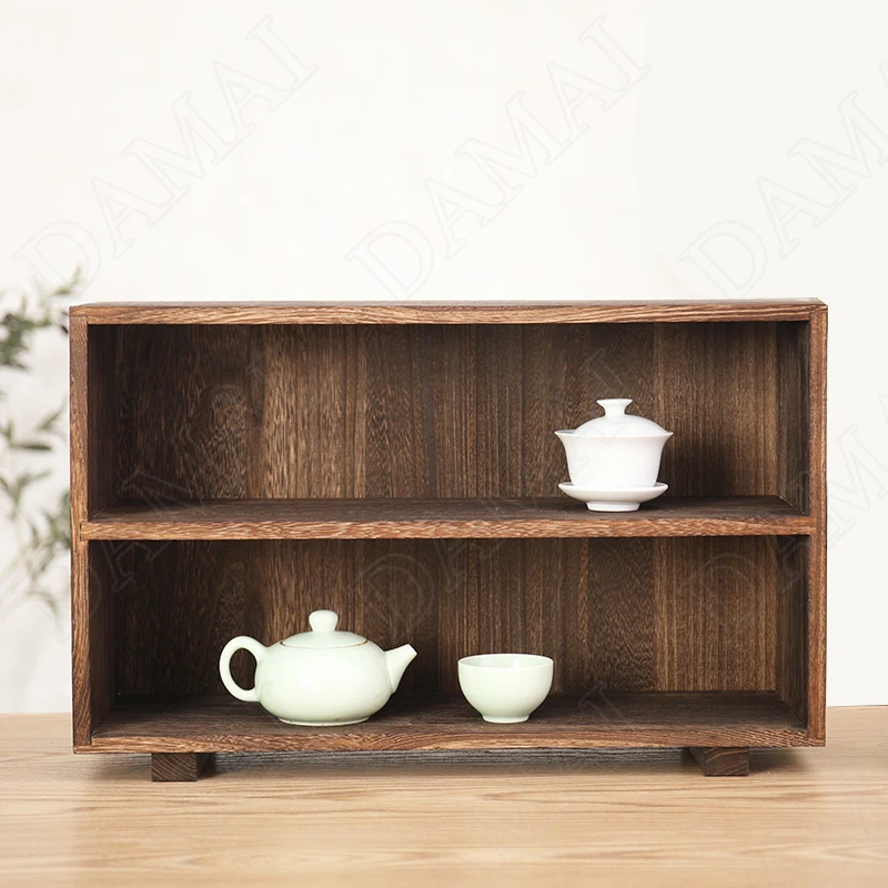 European Wooden Shelf Double Layer Kitchen Desktop Spice Rack Bedroom  Cosmetic Container Book Home Organization and Storage