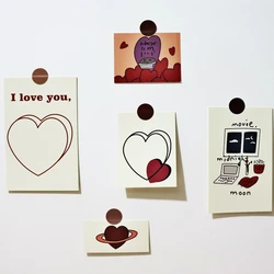 5pcs Korean Love Heart Postcard Double Side Room Wall Stickers Poster Photo Prop Blessing Background Decorative Paintings Card