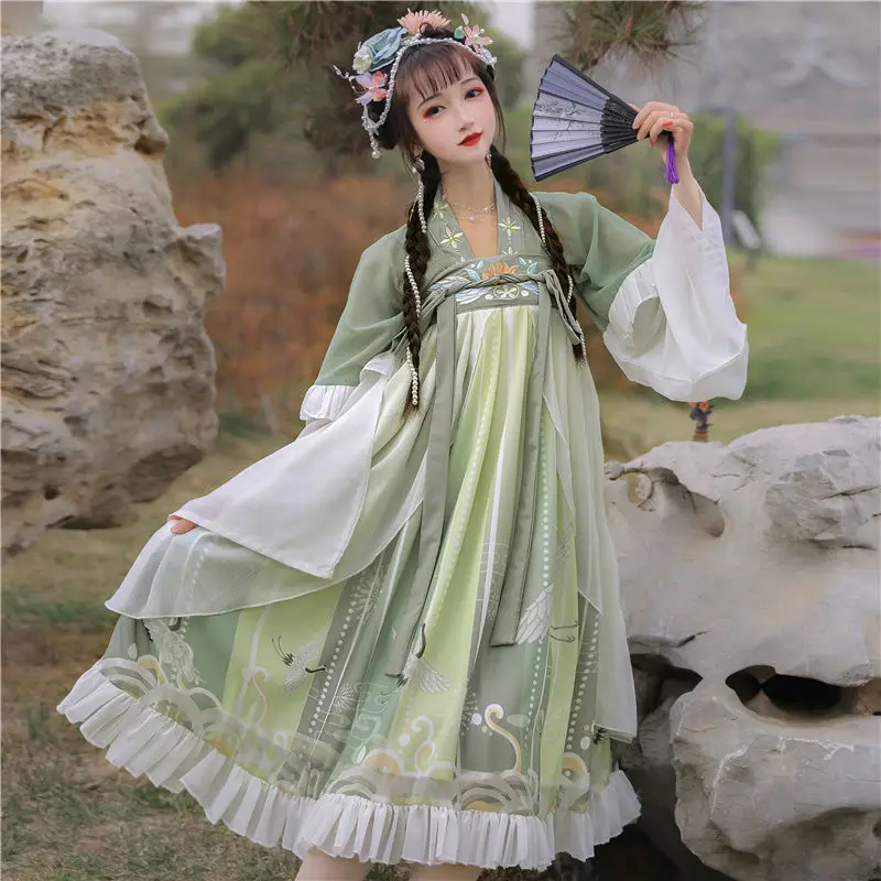 

Chinese Traditional Folk Dance Costume Women Ancient Hanfu Dress Oriental Style Tang Dynasty Dance Clothing Girl Fairy Cosplay