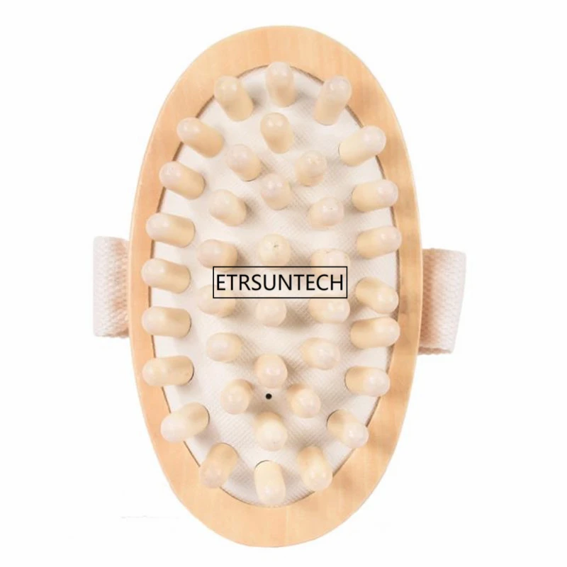 50pcs New Wooden Handled Natural Wooden Massager Body Brush Cellulite Reduction Massage Brush Exfoliate Clean Brush F3489