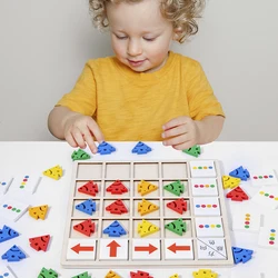 Children's Wooden Montessori Toys Kids Logical Thinking Training Direction Color Cognition Early Learning Educational Board Game