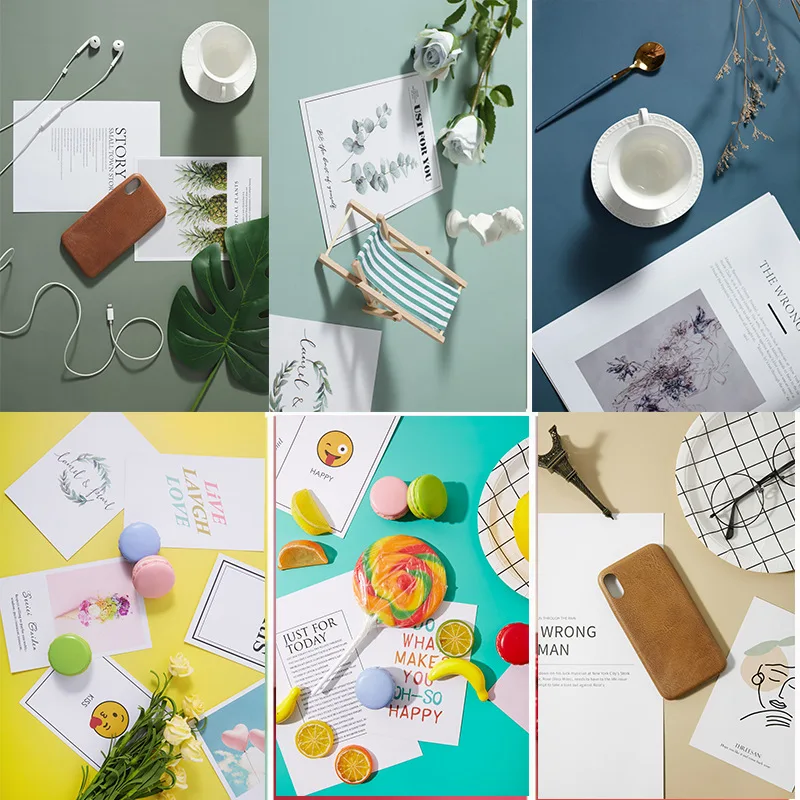 Tất Cả Nguyên Chất Màu PVC Nền Mặt Hai PrintingWaterproof Chụp Ảnh Bối Cảnh Cho Studio Ảnh Thực Phẩm Trang Sức Món Đồ Mini