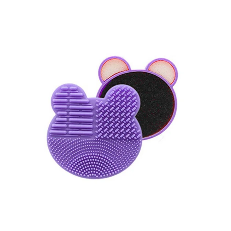 Tin Box Cosmetic Brush Cleaning Box Silicone Heart-Shaped Bear Scrub Box Filter Sponge Eye Shadow Brush Quick Dry Cleaning