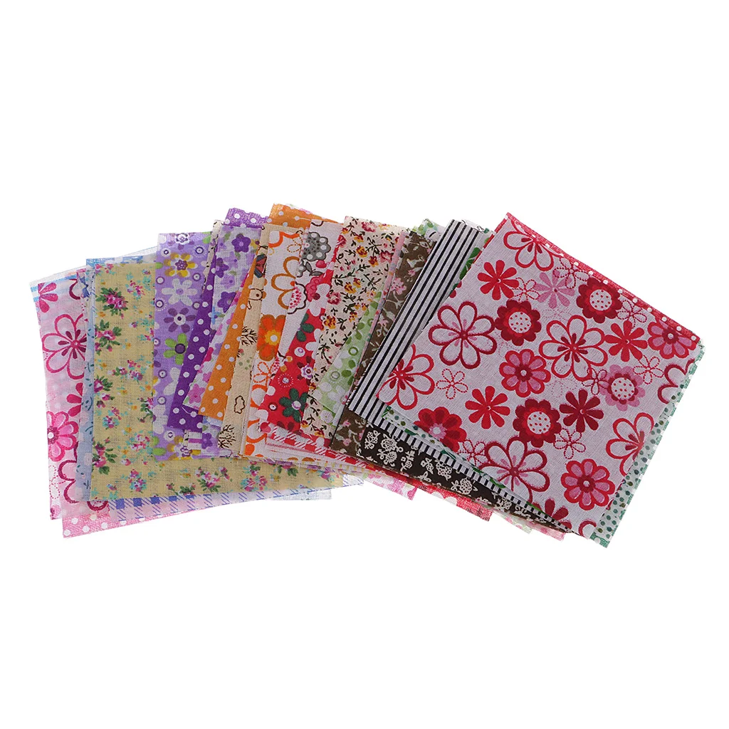 50Pcs Bundle Cotton Patchwork Sewing Fabric Quilting Tissue Clothes for Patchwork Needlework 10x10cm Square Handmade Material