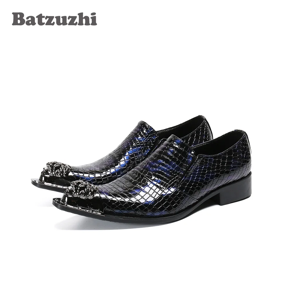Batzuzhi Western Formal Men's Shoes Pointed Toe Genuine Leather Dress Shoes Men Business Party Shoes Male Flats, Big Sizes
