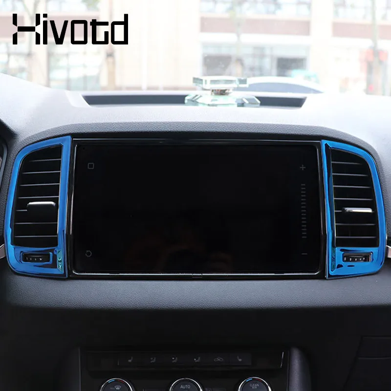 For Skoda Karoq 2023 2024 Accessories Car Front Air Outlet Cover Stainless Steel Auto Air Vent Panel Outlet Shell Chrome Trim