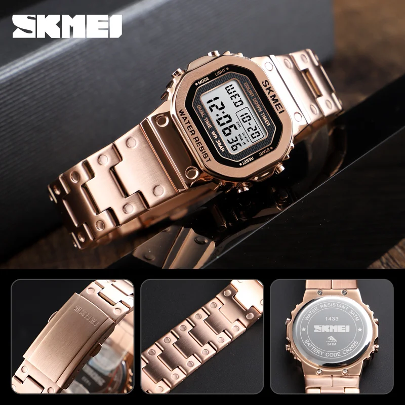 SKMEI – montre-Bracelet numérique pour femmes, étanche, mode Sport, réveil