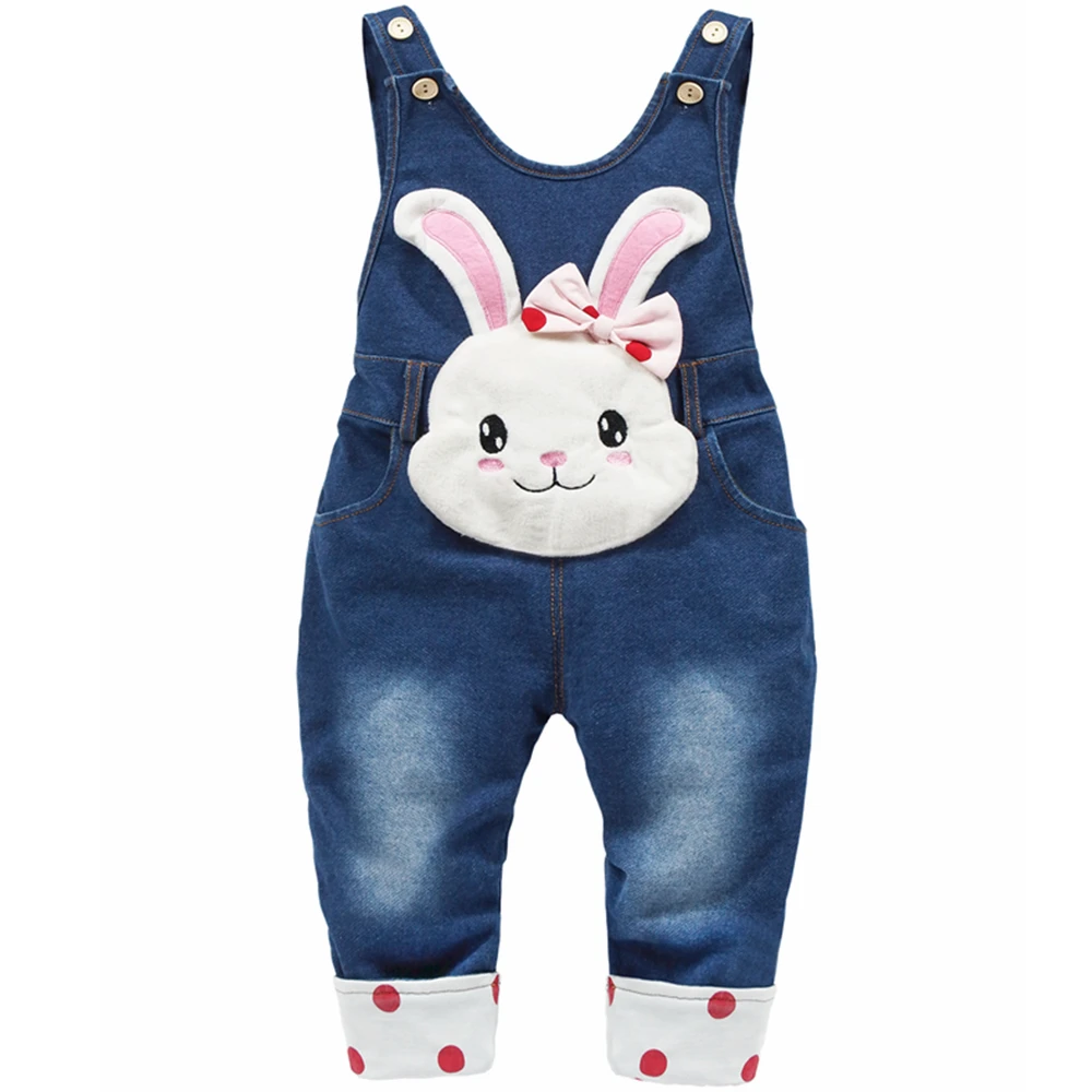 0-4T Baby Girl Overalls Infant Cotton Boys Jeans Rabbit Rompers Bebes Cartoon Clothes Toddler denim Pants jumpsuit Kids Clothing