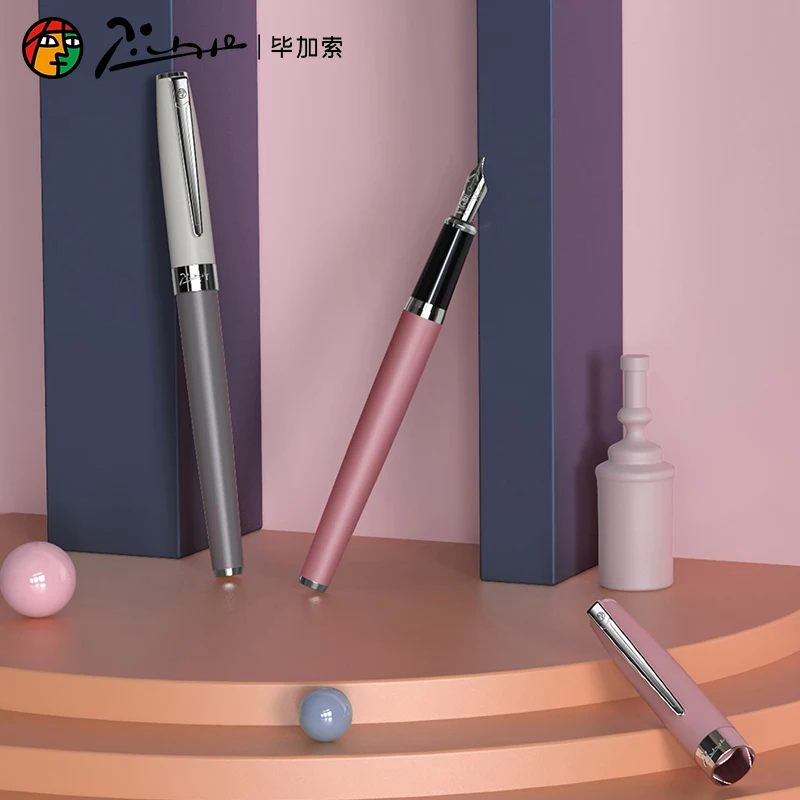 Pimio Metal Fountain Pen Picasso Morandi Color Pens 0.5MM F Nib Business Office Stationery Supplies with Gift Box for Birthday