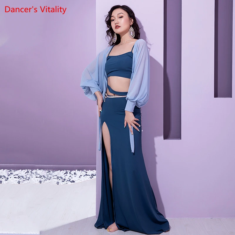 Belly Dance Costume Set Winter Long Sleeves Coat Top and Long Skirt 3pcs for Women Bellydancing Female Oriental Dance Clothing