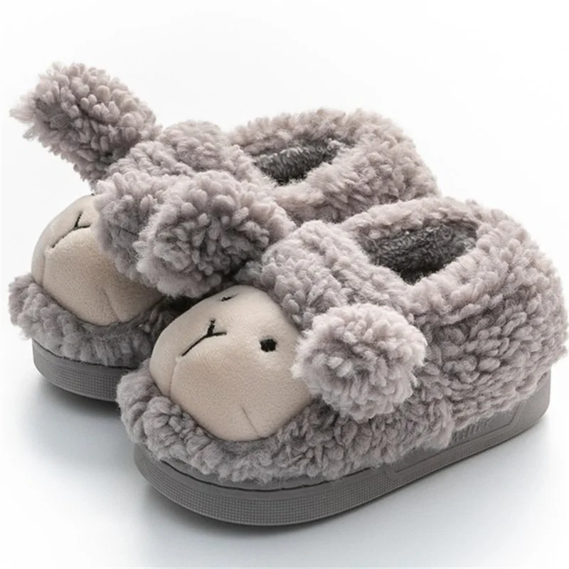 2021 nuove pantofole da casa invernali per bambini calde peluche simpatico cartone animato agnello scarpe per bambini antiscivolo scarpe da bambina