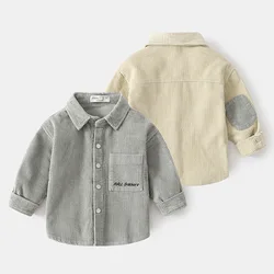 Bebê meninos camisas de manga longa escola blusa veludo meninos cardigan crianças camisa branca para a criança meninos blusa crianças topos outono