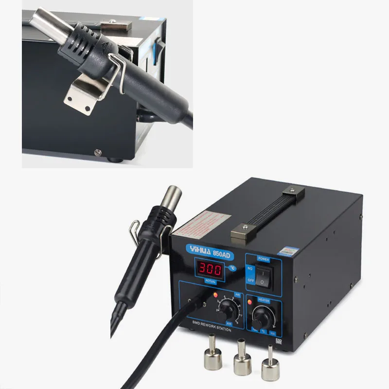 YIHUA-550W 850AD 뜨거운 공기 납땜 제거 스테이션, 공기 펌프 조정 가능한 온도 SMD 납땜 스테이션, 전화 수리용