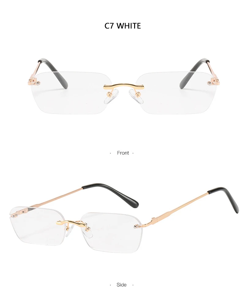 Mode Randlose Sonnenbrille Männer Frauen Klassische Leichte Sonnenbrille Für Männliche Luxus Rechteck Rahmenlose Brillen UV400 – Detail 15
