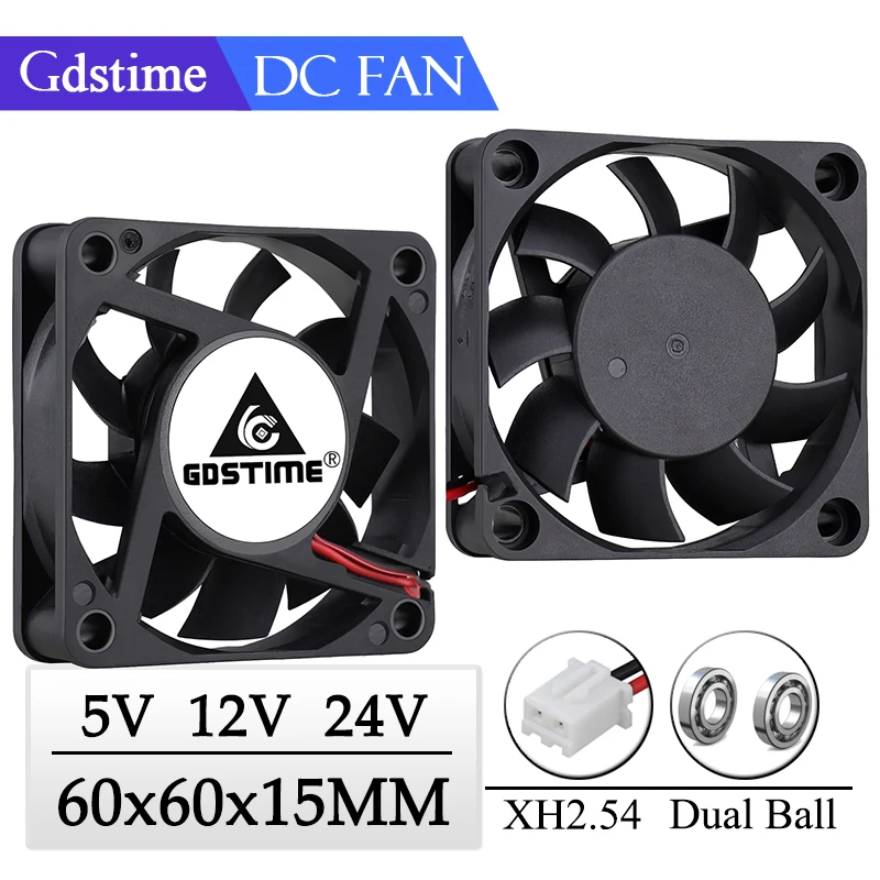 2szt Gdstime DC 5V 12V 24V Wentylator 60x15MM 60MM Bezszczotkowy wentylator wyciągowy 6cm 6015 3PIN Wentylator chłodzący sprzęt komputerowy USB