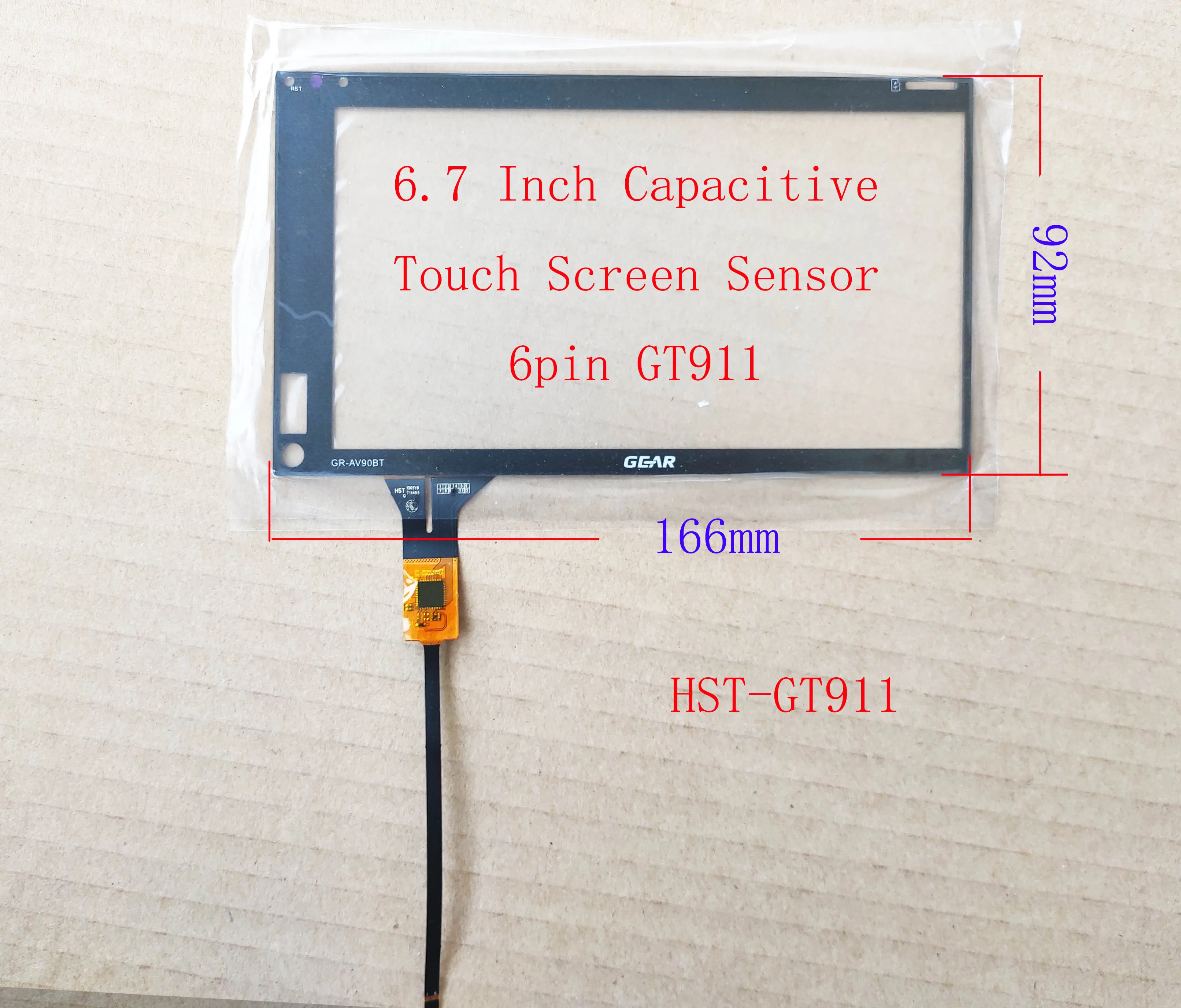 

6.2 7 Inch Capacitive Touch Screen Digitizer Sensor For Radio 166*92mm HST 130T19 6pin GT911 GR-AV90BT PulseAudio Hi-max